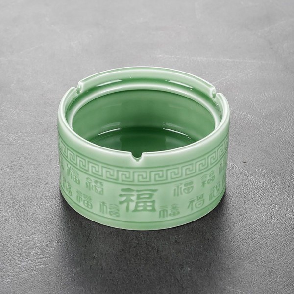 Tuhkakuppi keraaminen kansi Toimisto Tyylikäs yksilöllinen Creative Home Olohuone Tuhkakuppi Fu Lu Shou ashtray-celadon With cover