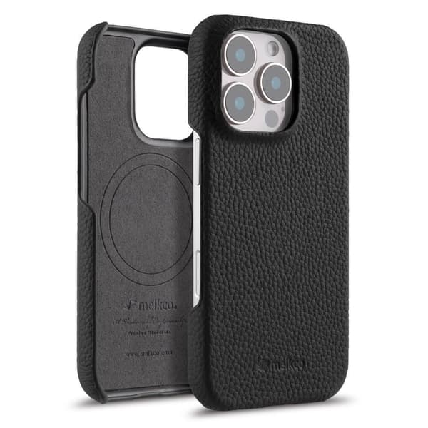 Etui til iPhone 16 Plus klassisk sort læder magnetisk støtte