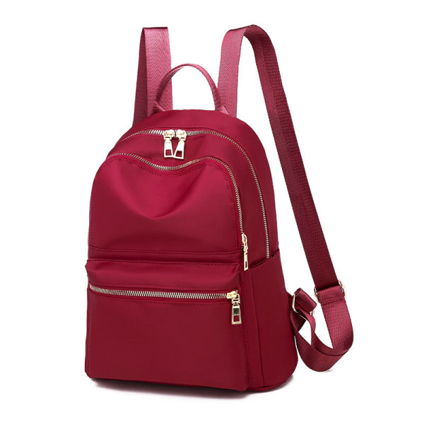 Kouluopiskelijareppu College Bookbag Matkalaukku Kevyt Oxford Cloth Nylon Canvas Wine Red