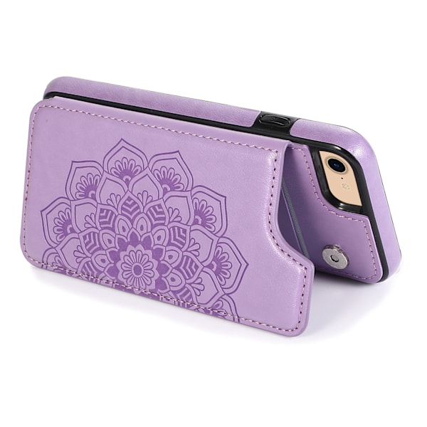 Fodral för iPhone 13 mini 5.4 lila läder mandala präglat