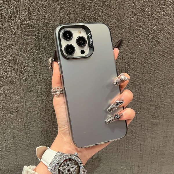 2-pack Skal för iPhone 17 Pro Svart Målad Frostat Dubbla Lager Silver