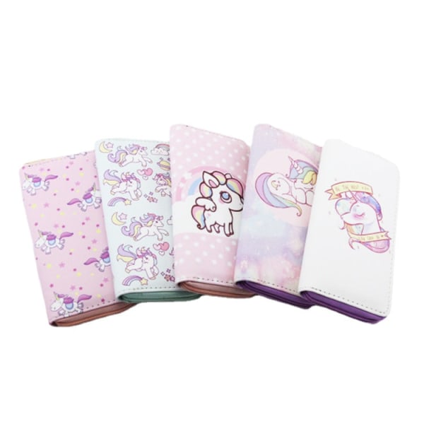 Unicorn Series Hestehode Lang Pu Horisontal Firkantet lommebok Student Clutch med glidelås Unicorn E