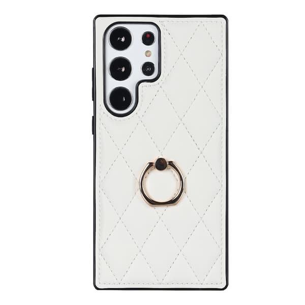 Fodral för iPhone14promax 6.7 vit ins ring diamantfäste läder