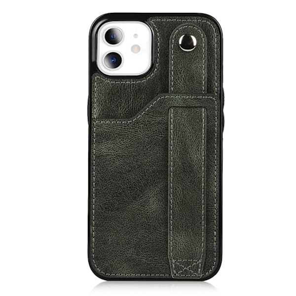 Fodral för iPhone 13 smaragd armband läder mode korthållare multifunktionell