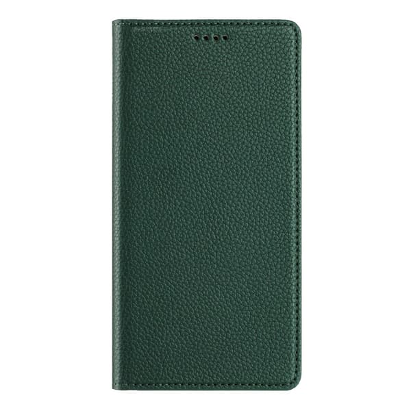 Fodral för iPhone 15 Plus påfågelgrön solid lychee-mönster multi-kort läder magnetisk plånbok