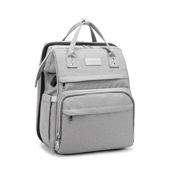 Kvinner jente ryggsekk skulderveske skolesekk Sunshade Sammenleggbar Mummy Bag Stor kapasitet Multifunksjonell mor og baby Light gray