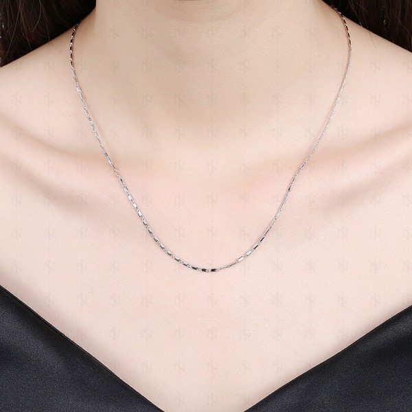 Elegant Women Necklace Chain Platinum Flat Square Chain