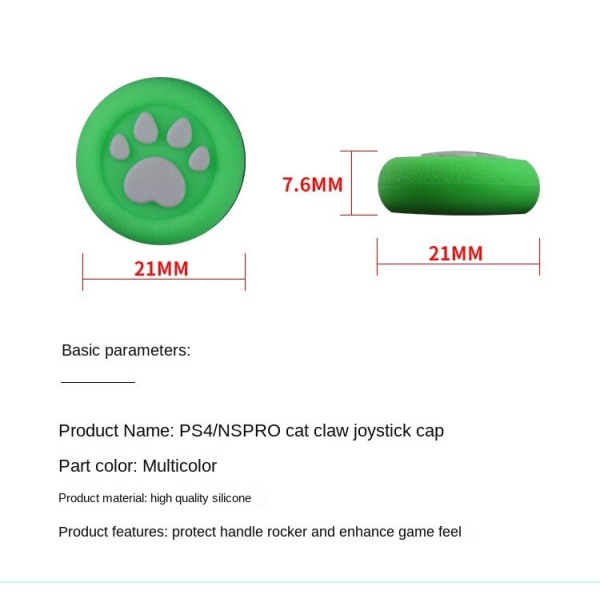 Pro Handle Cat's Paw Joystick Cap Pro/PS4/Xbox Nintendo NS Handle Pro Silikone Cover Blu green and white