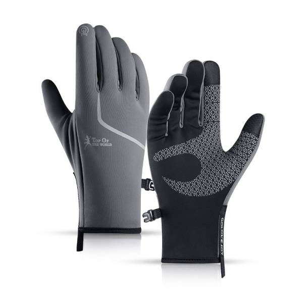 Kvinner Menn Sykkelhansker Sykling Vindtett Vannsprut Varm Sports Ski Touch Screen Gray L