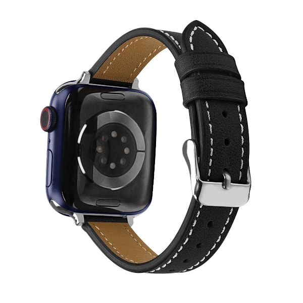 Klockarmband för Apple Watch iWatch Svart vaxläder 38/40/41/42mm