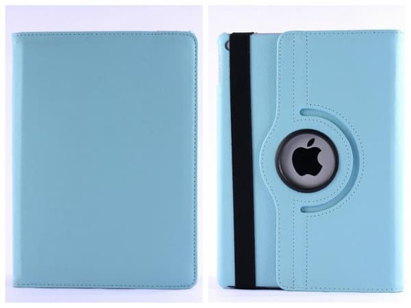 Etui til iPad AIR/ 5 Lyseblå Roterende Læder Litchi Tekstur Stand Batch