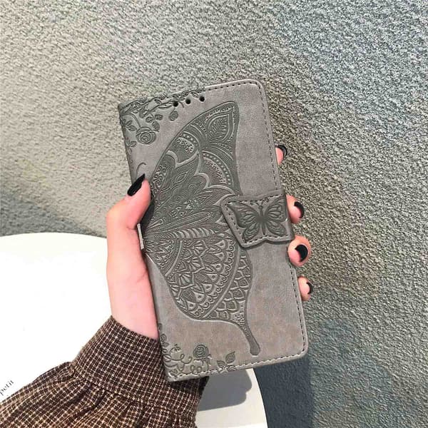 Fodral för Samsung S22 Plus grått Läderkort med flip