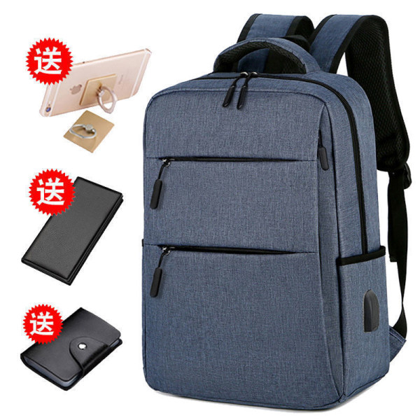 Ryggsekk Laptop 15.6 Business Double-Soulder Travel Schoolbag Blue upgraded version