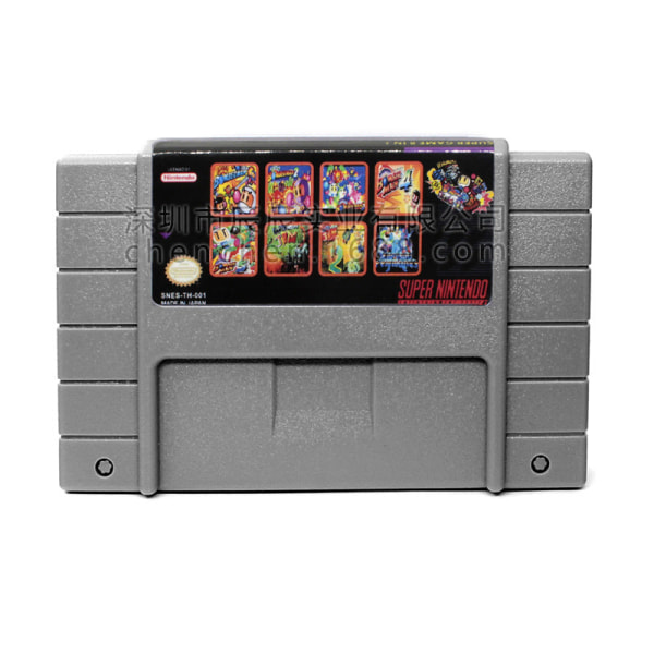 SNES SFC 8-i-1 Game Card Super Bomber Earthworm Warrior Famous Game Card Gray