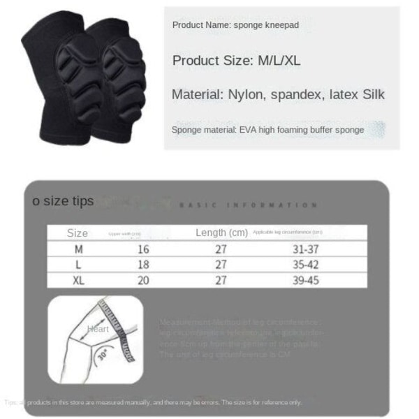 Sikkerhet knebeskyttere fortykket svamp Fotballmålvakt Knealbuebeskytter Antikollisjons knelende Volleyball Dans Sport Beskyttelsesutstyr Elbow pad XL