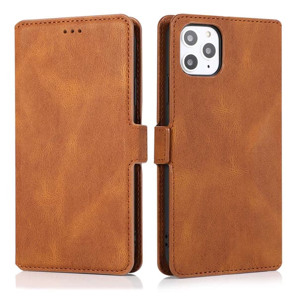 Etui til iPhone 14plus Brun Retro Liege Multifunksjonell Kortlommebok