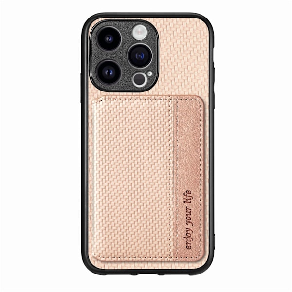 Fodral för iPhone15pro Khaki aprikos korthållare stöldskydd