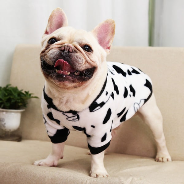 Kæledyrstøj Medium Stor Hund Fransk Bulldog Hvalp Hund Efterår Vinter Termisk Pyjamas Frakke Black and white m