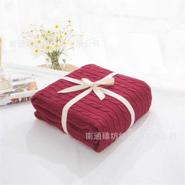 Knitted Blanket Pure Cotton Woollen Blanket Wool Blanket Cover Blanket Nap Blanket Air Conditioning Blanket Khaki 180 * 200cm rhombus
