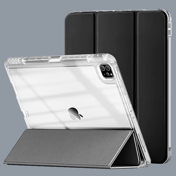 Stilfuldt etui til iPad 10.2 sort tri fold høj transparent