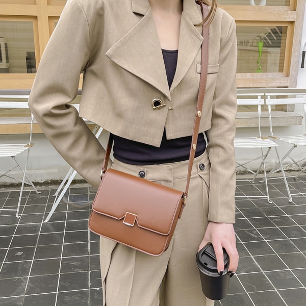 Kvinner håndveske Retro mote Square Special-Interest Design All-Match Shoulder Messenger Beige