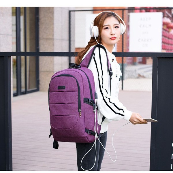 Kouluopiskelijareppu College Bookbag Matkalaukku Monitoiminen varkaudenesto suuri kapasiteetti Purple 17 inches