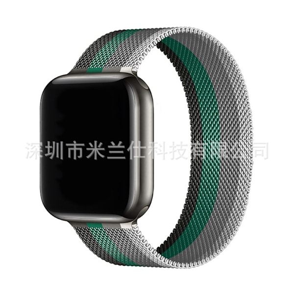 Klockarmband för Apple Watch iWatch 38/40/41/42mm-S10 55 vit med grå grön och svart