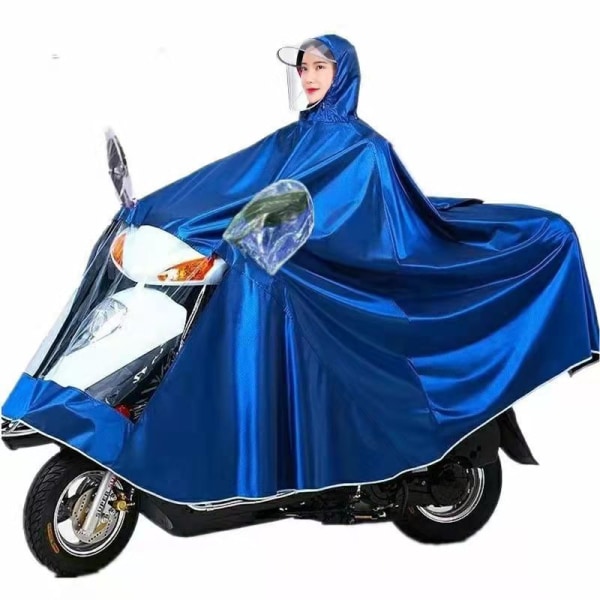 Regnfrakk Regndress Sommer Elektrisk Motorsykkel Extra Large Riding Lang Anti-Regnstorm 16XL double Blue