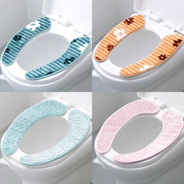 3 kpl wc-istuimen cover Four Seasons Household Happy Day Ring Washer Pehmo Blue-Green