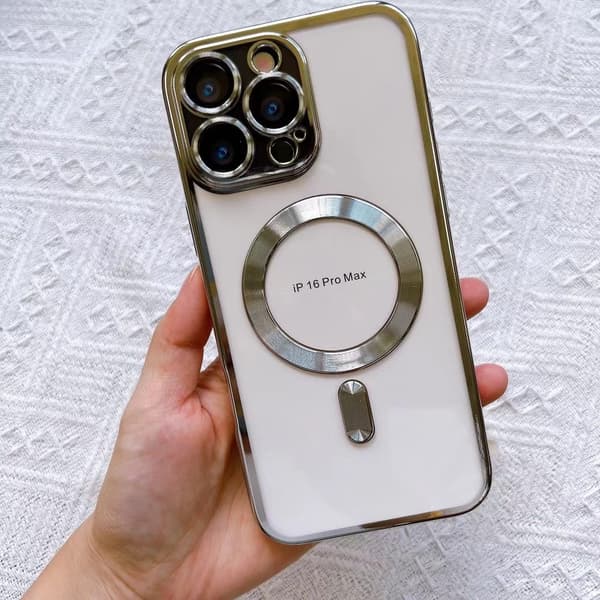 Fodral för iPhone 17 Pro Max Silver mönster magnetisk stängning