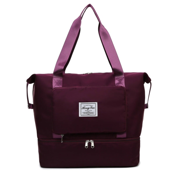 Reppu = Kokoontaittuva käsilaukku matkalaukkulaukku Lyhyen matkan buggy-laukku Gym Bag Purplish red