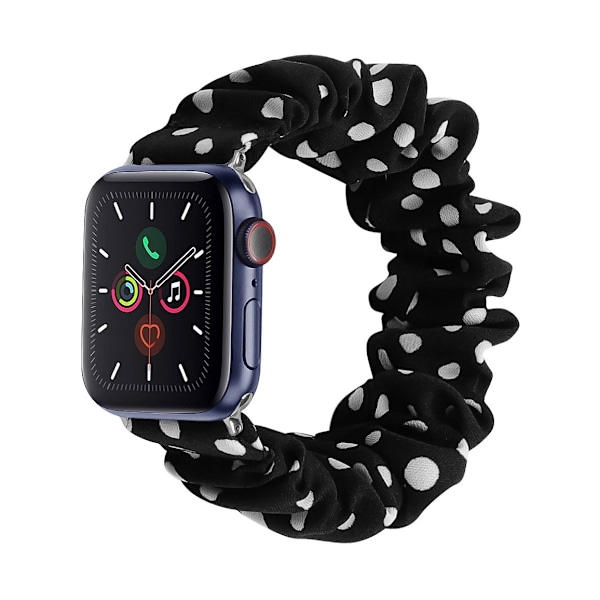 Urrem til Apple Watch iWatch 38/40/41 Urskive L Størrelse Sort Polkaprikket