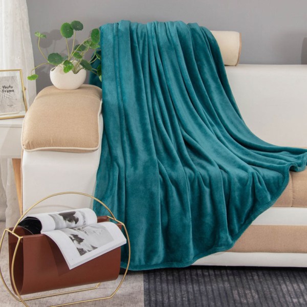 Peitto Yksivärinen flanellipeitto Paksutettu kaksipuolinen fleecelakanat Nappeitto Coral Fleece -peitto Turkish Green 150*200cm