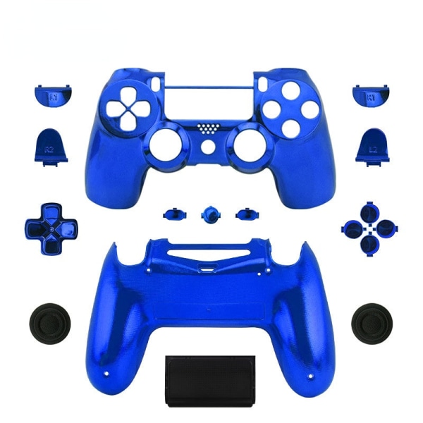 For PS4 Slim Gamepad-deksel PS4-håndtakserstatningsdeksel Shell Galvaniseringsknapp Reparasjonsdeler Blue