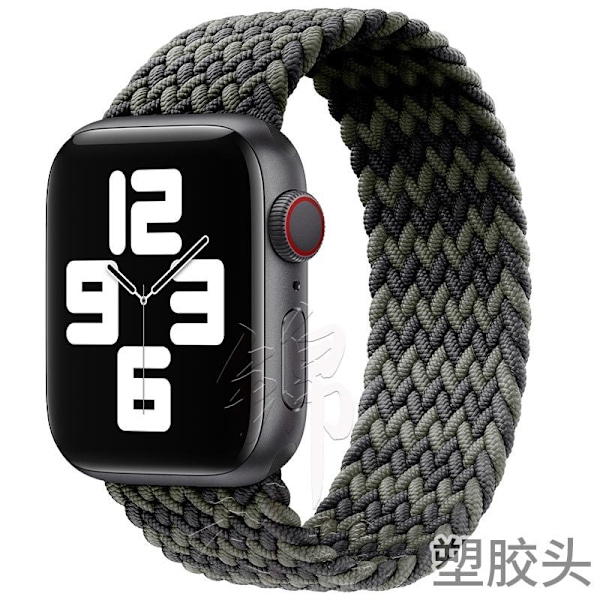 Urrem til Apple Watch iWatch 42/44/45/46/49mm M størrelse, længde 155mm W mønster sort grøn