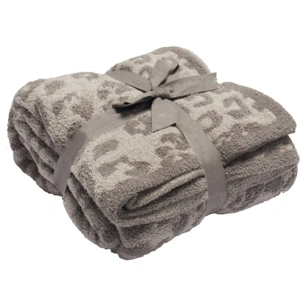 Fleece ullteppe Strikket leopardteppe for barn Fleeceforet strikkeleopardteppe Dream Cover Teppe Khaki 100*120cm