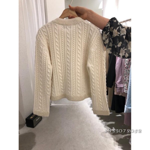 Kvinder strik efterår vinter sweater klassisk stil slankende rund hals perlespænde cardigan Blue M