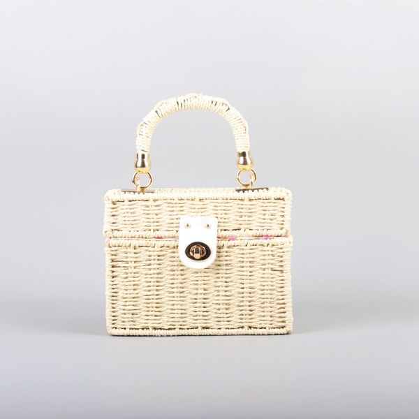 Kvinder Dame Håndtaske Straw Bag Bærbar Small Box Bag Crossbody Taske Japan og Sydkorea Beige