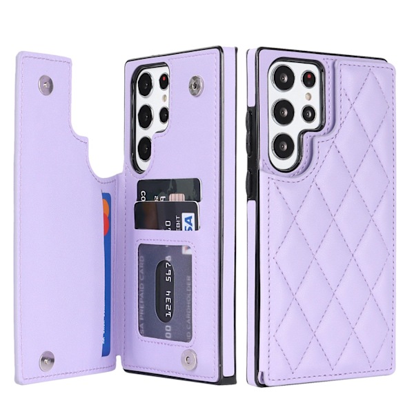 Etui til iPhone 14plus lilla ins multifunktions kortholder pung slot