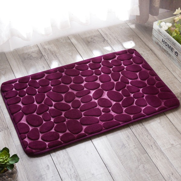 Badematte Sklisikre Absorberende Dusj Badeteppe Teppe Flanell Husholdning Purple 50*80