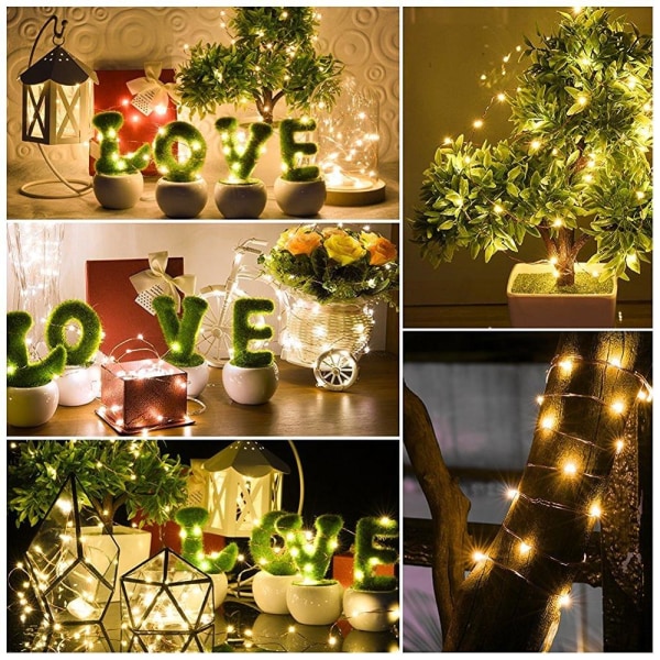 1M 2M 3M 5M LED-lysstreng til bryllupsfest Julepynt Fairy Lights Hage Utendørs Vanntett Garland Lyskjede Yellow 1M 10Leds