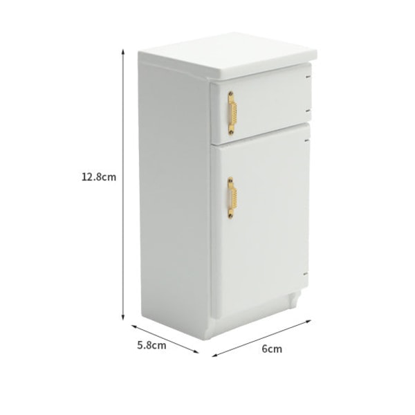 Miniaturemøbler Legetøj Dukkehus gør-det-selv dekorationstilbehør Mini 1:12 hvidt køleskab White