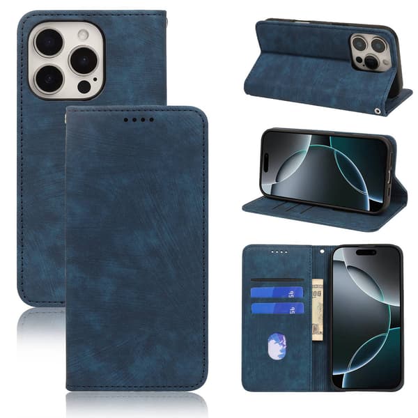 Deksel til iPhone16E Blue Storm Reappears Magnetisk Skinn