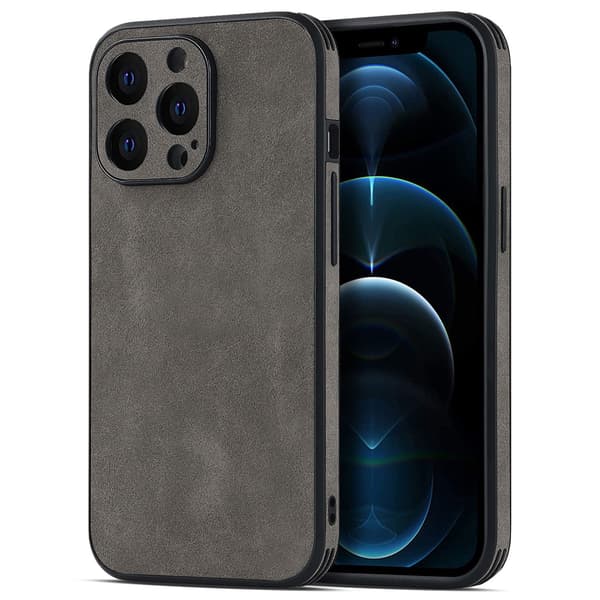 Etui til iPhone 13mini mat sort lammeskind læder linse