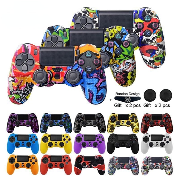 PS4 Handle Sleeve PS4 Slim Handle Naamiointi Cover PS4 Handle Graffiti Silikoni Suoja Red camouflage