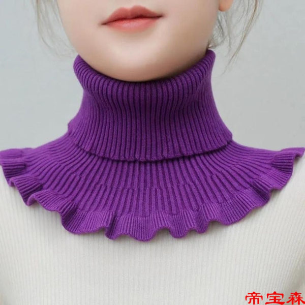 Kvinders falsk krave Aftagelig halv trøje Holder varm Cervikal støtte Bana koreansk stil Alsidig dekorativ ensfarvet uld White