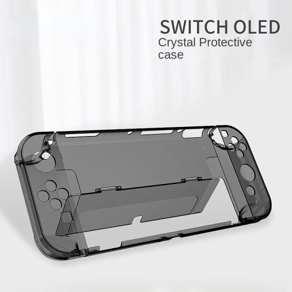 For Nintendo Switch OLED Crystal Protective Shell NS New Machine Protective Cover Split Flip Transparent Black