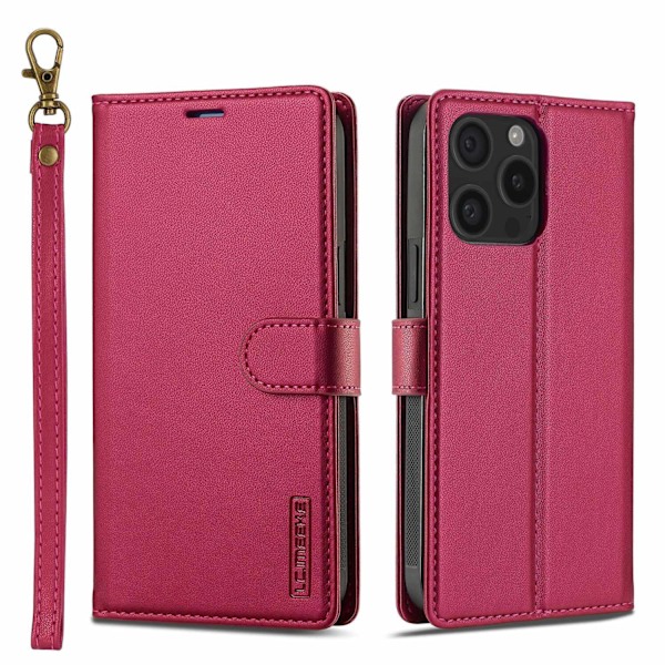 Punainen suojakotelo iPhone 14plus/15plus -puhelimelle [kaulanauhalla] 2 in 1 magneettinen jaettava läppäkorttipaikka kaulanauhalla