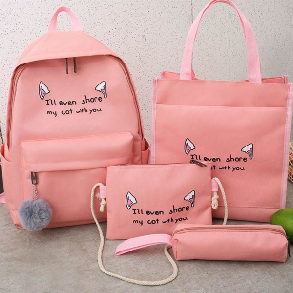 Kvinder pige rygsæk skuldertaske skoletaske Kvindelig Student Korean Style Junior High School Preppy Style Student Pink