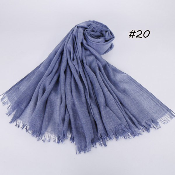 Naisten huivi 2022 puuvillainen pellava yksivärinen Tr puuvilla korealainen tyyli 20# Denim Blue 190cm